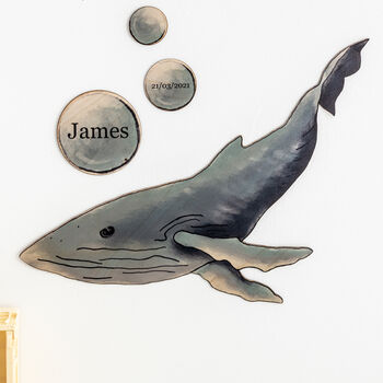 Wooden Whale Child's Bedroom Wall Art Sign, 2 of 2