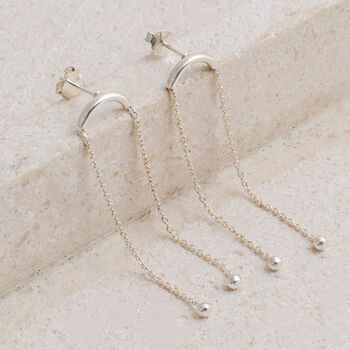 Sterling Silver Curved Bar Studs, 2 of 4