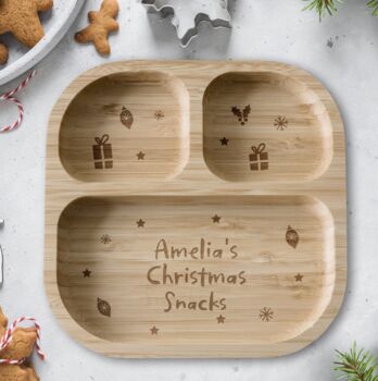 Personalised Christmas Dinner Bamboo Suction Plate, 3 of 4