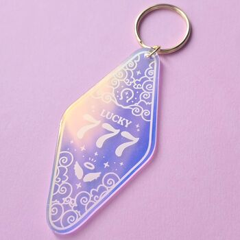 Iridescent Angel Numbers Lucky Keyring, 2 of 5