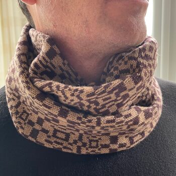 Mens Lambswool Knitted Snood Geometric Pattern, 11 of 12