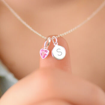 Personalised Initial And Heart Birthstone Necklace, 6 of 10