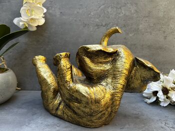 Drunken Elephant Wine Bottle Holder In Aged Gold Gift, 5 of 12