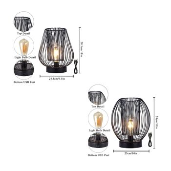 Double Metal Mesh Cage Table Lamp Battery Powered, 6 of 6