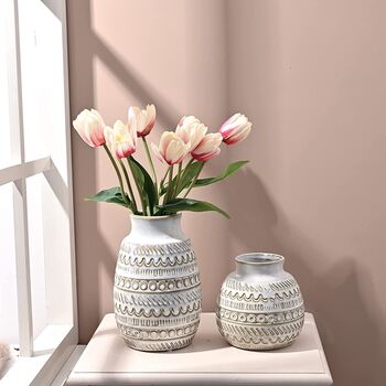 Set Of Two Cream White Ceramic Vases, 4 of 7