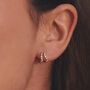 Double Diamond Style Wave Huggie Hoops Earrings, thumbnail 1 of 5