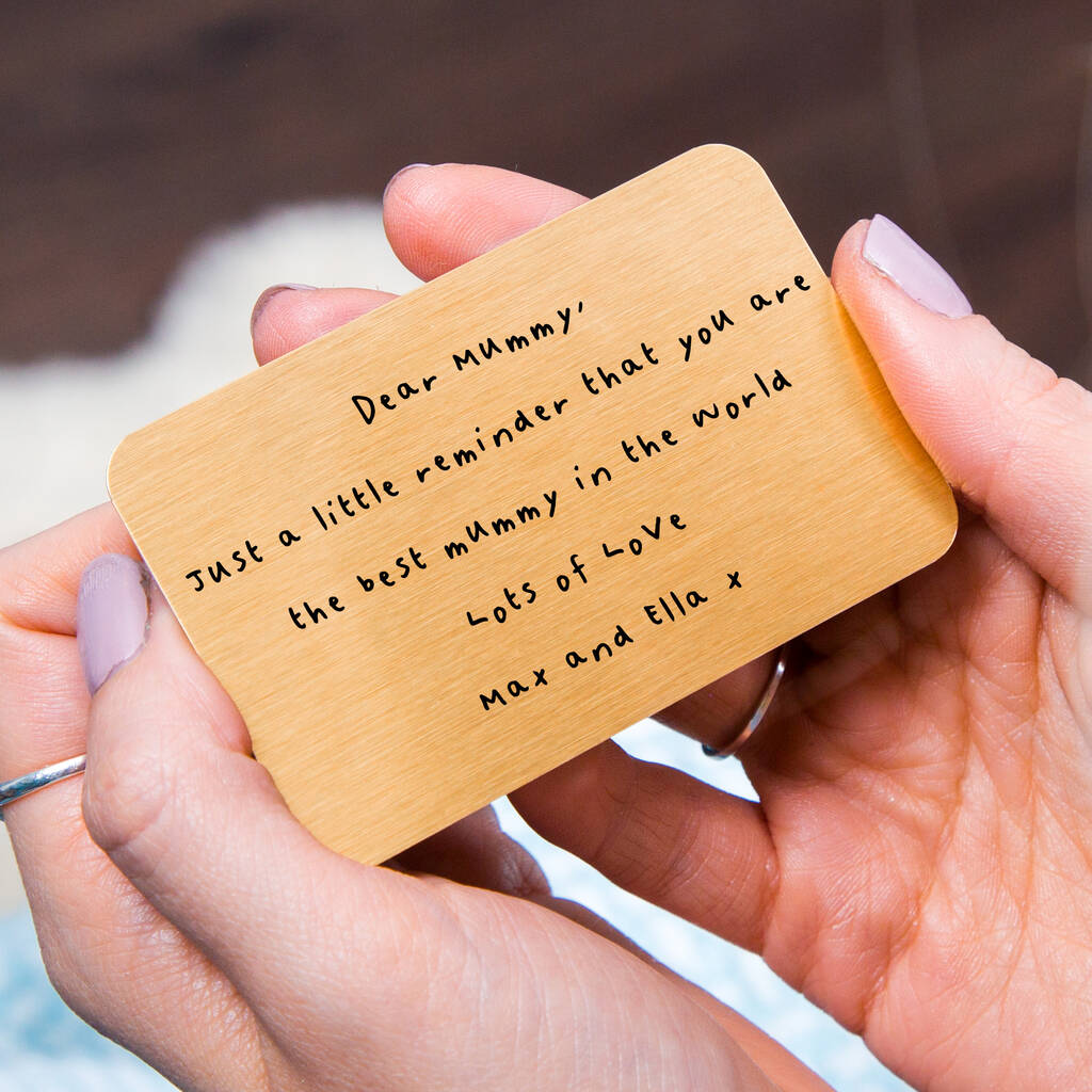 Personalised Handwritten Message Wallet Keepsake Card By Ellie Ellie