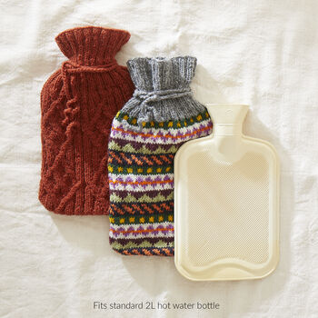 Fair Trade Cable Handknit Wool Hot Water Bottle Cover, 6 of 9