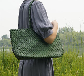 Weaving Leather Tote, 4 of 12
