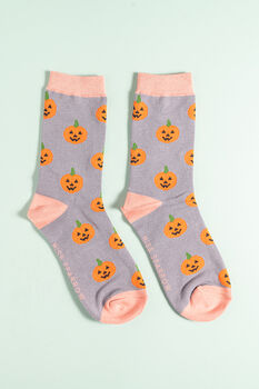 Halloween Pumpkin Bamboo Socks, 4 of 7