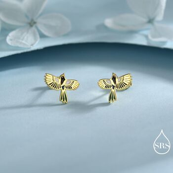 Enamel Magpie Bird Stud Earrings In Sterling Silver, 5 of 12