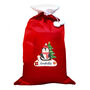 Personalised Christmas Penguin Luxury Pom Pom Red Sack, thumbnail 4 of 4