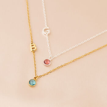 Initial Necklace With Birthstone, 2 of 12