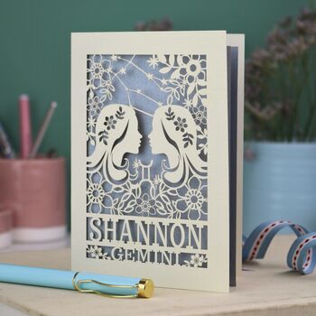 Personalised Gemini Birthday Card, 6 of 7
