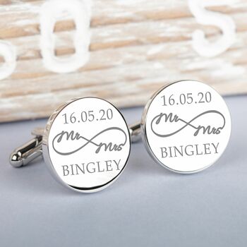 Personalised 'Mr And Mrs' Infinity Cufflinks, 3 of 4