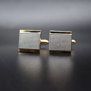 Square Textured Gold Cufflinks Gift For Men 316 L Stainless Steel, 4 of 6