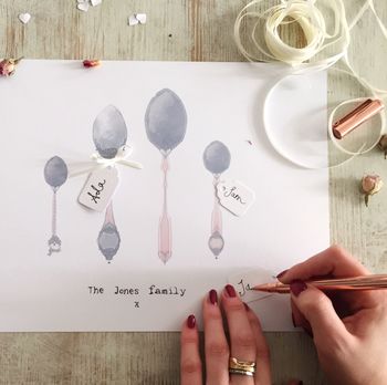 Personalised Family Of Spoons Illustrated Print, 2 of 5
