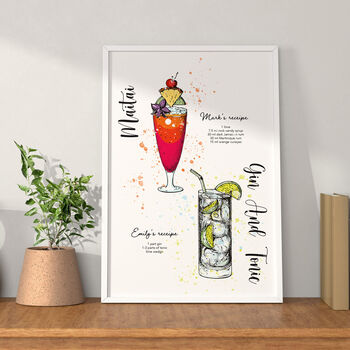 Personalised Favourite Cocktails Hand Drawing Art Print, 6 of 12