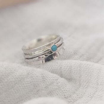 Personalised Silver And Turquoise Spinner Ring, 7 of 10