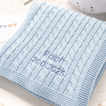 Luxury Baby Boy Cable Blanket, 2 of 12