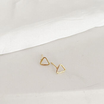 Open Triangle 18k Gold Vermeil Plated Studs, 3 of 5
