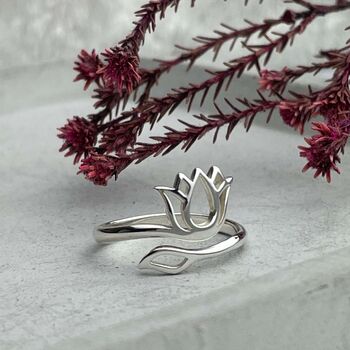 Sterling Silver Lotus Blossom Ring, Bohemian Jewellery, 6 of 10