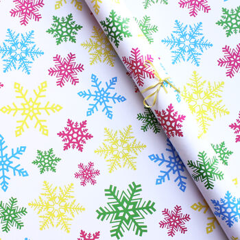 Colourful Snowflake Christmas Gift Wrap Set, 4 of 4