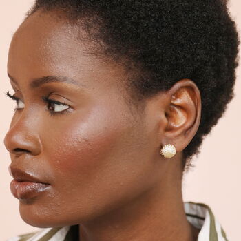 Chunky Clam Earrings In Gold Plating, 3 of 4