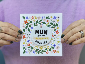 Mum You Are Blooming Amazing Card With Ceramic Keepsake, 2 of 4