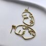 Gold Abstract Women's Face Earrings, thumbnail 1 of 4