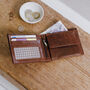 Mens Brown Leather Trifold Wallet, thumbnail 2 of 4