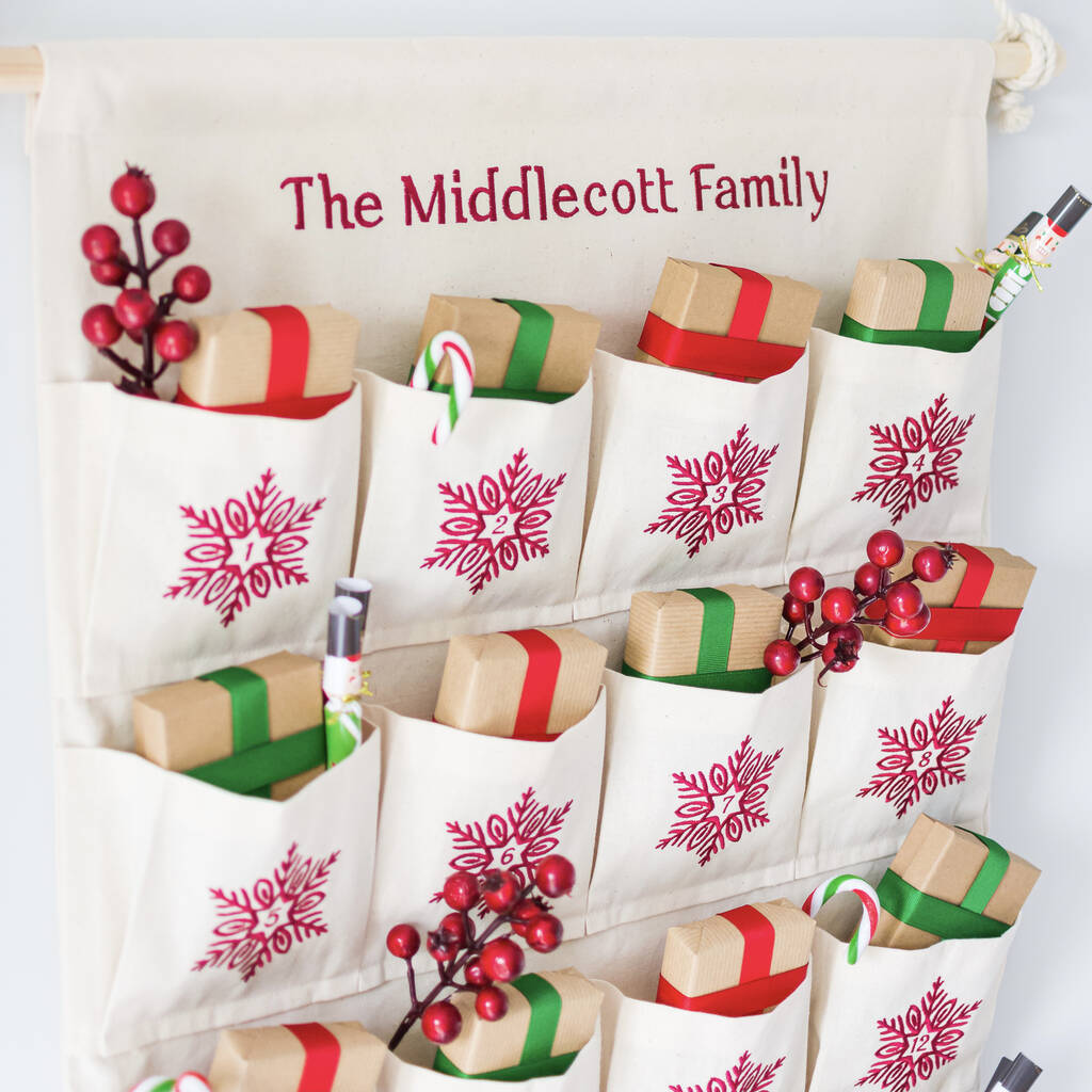 Personalised Embroidered Fabric Advent Calendar, 1 of 10