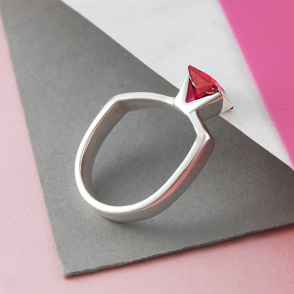 faceted ruby birthstone sterling silver ring by embers gemstone