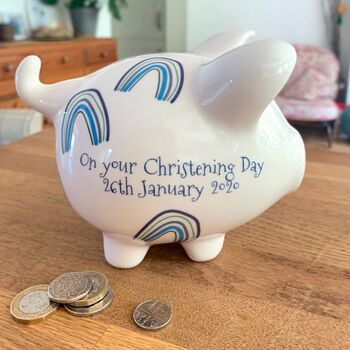 Personalised Blue Rainbows Piggy Bank, 3 of 3
