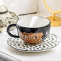 Porcelain Face Design Teacup And Saucer, thumbnail 3 of 3