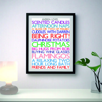 Personalised 'Favourite Things' Framed Print: Colours, 4 of 6