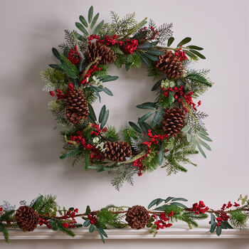 Large Berry Bushel Luxury Christmas Wreath, 6 of 7