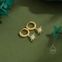 Sterling Silver Cz Starburst Huggie Hoop Earrings, thumbnail 4 of 12