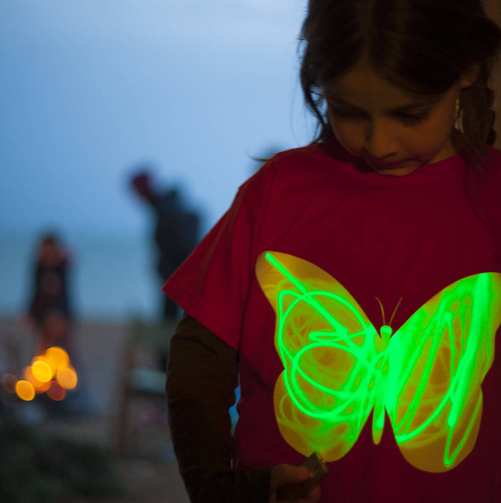 Butterfly Glow In The Dark Interactive Kids T Shirt, 1 of 8