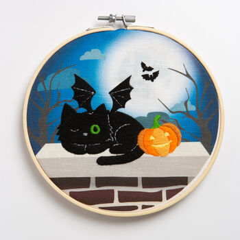 Black Cat Halloween Embroidery Beginners Kit, 5 of 7