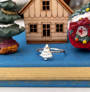 Sterling Silver Mini Christmas Tree Ring, 7 of 11