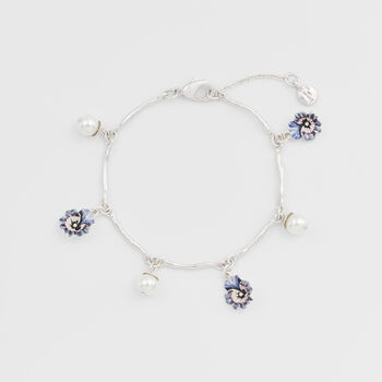 Silver Pansy And Pearl Charm Bracelet, 2 of 9
