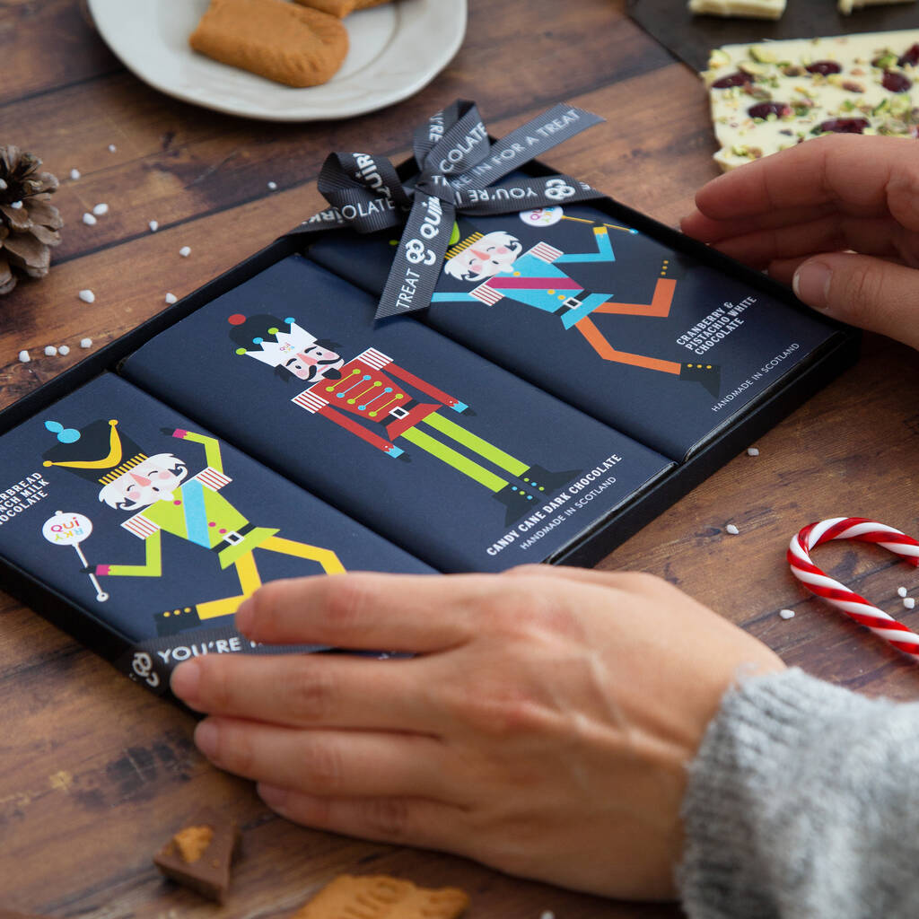 Nutcracker Festive Chocolate Bar Gift Set By Quirky Chocolate
