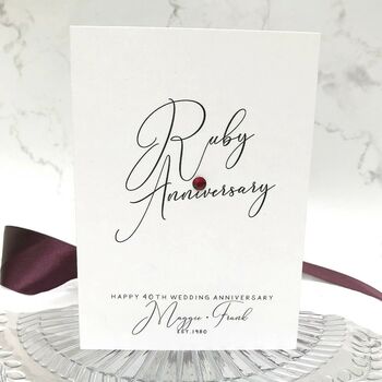 40th Ruby Jewel Personalised Anniversary Card, 2 of 5
