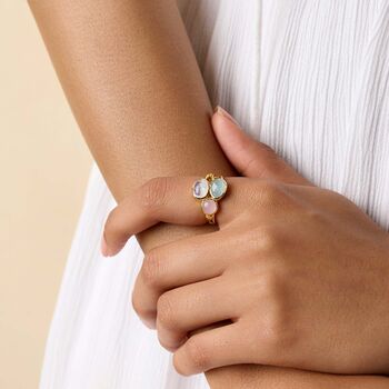 Moonstone, Rose And Aqua Chalcedony Gold Ring, 2 of 5