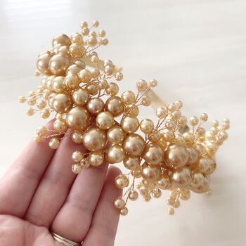 Champagne Gold Pearl Headband, 3 of 7