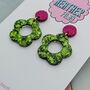 Flower Glitter Resin Earrings 60's Mary Quant Style, thumbnail 4 of 8
