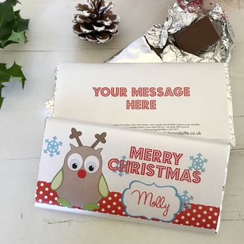 chocolate christmas bars owl personalised notonthehighstreet tailored chocolates gifts