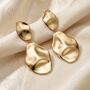 Gold Plated Hammered Teardrop Dangle Earrings, thumbnail 1 of 4