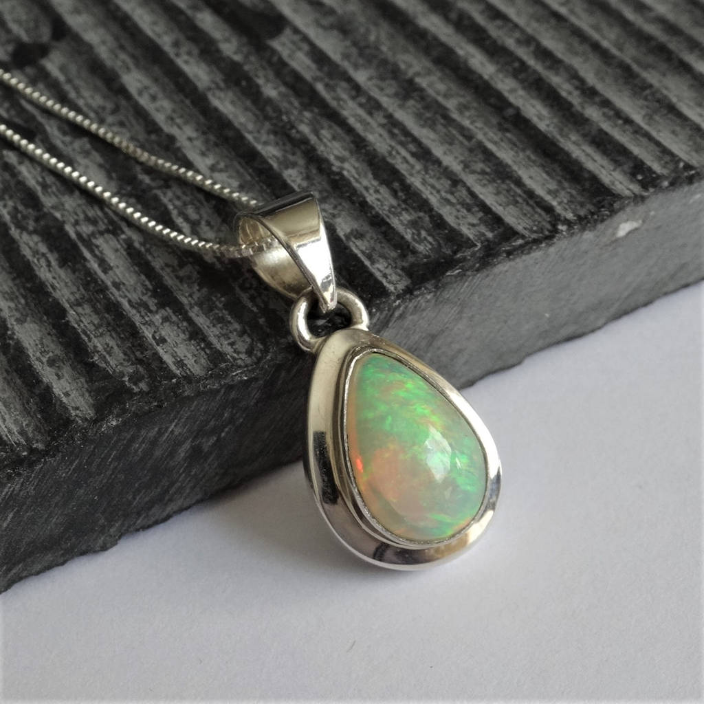 ethiopian welo fire opal necklace in sterling silver by prisha jewels ...